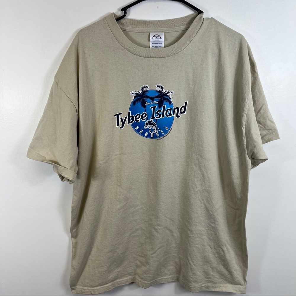 Tybee Island Tshirt Vacation Tourist Tee Georgia Travel Beige Adult Sz XL